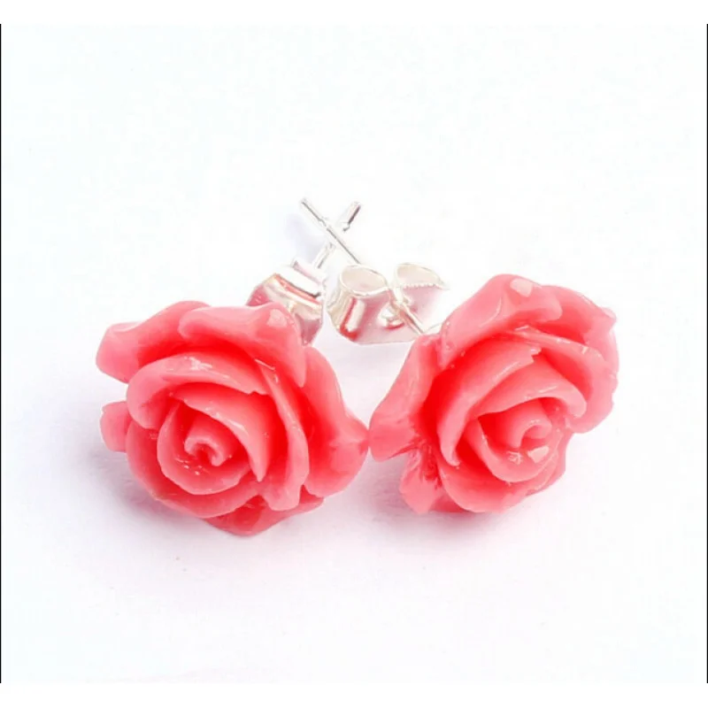 

Boucles d'oreilles en résine Rose pour femmes et filles, paire mignonne, fleur de Rose, cadeau, offre spéciale, nouvelle col