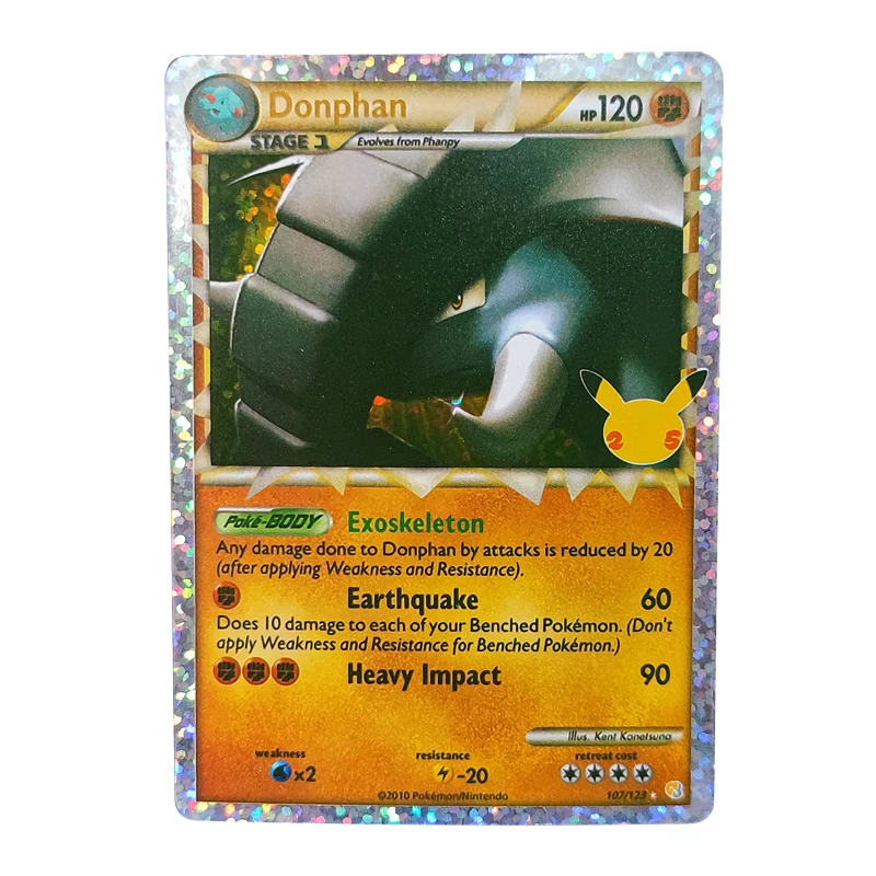 

PTCG Donphan Покемон карта Пикачу празднование 25-й годовщины DIY Игра коллекционная карта флэш-карта