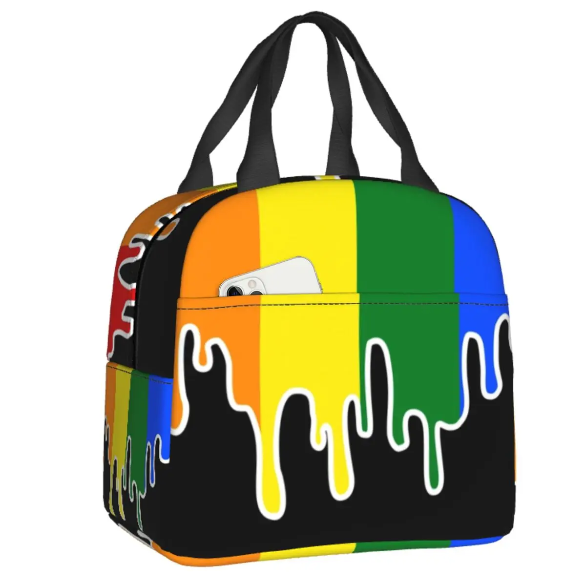 

Gay Pride Flag Drip Design Resuable Lunch Boxes Women Multifunction LGBT Rainbow Lesbian Thermal Cooler Food Insulated Lunch Bag