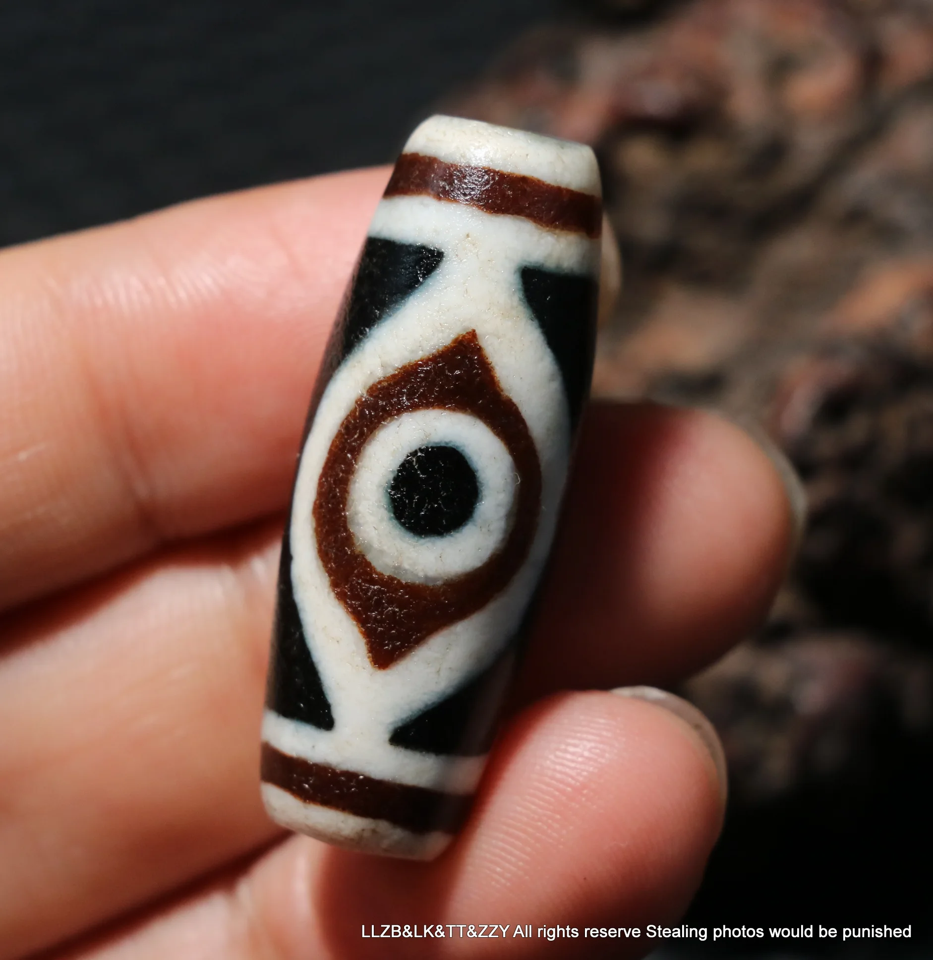 

LKbrother Talisman Treasure Ultra Energy Magic Tibetan Top Old Agate Colorful One Eyed Mountain dZi Bead Pendant Amulet H