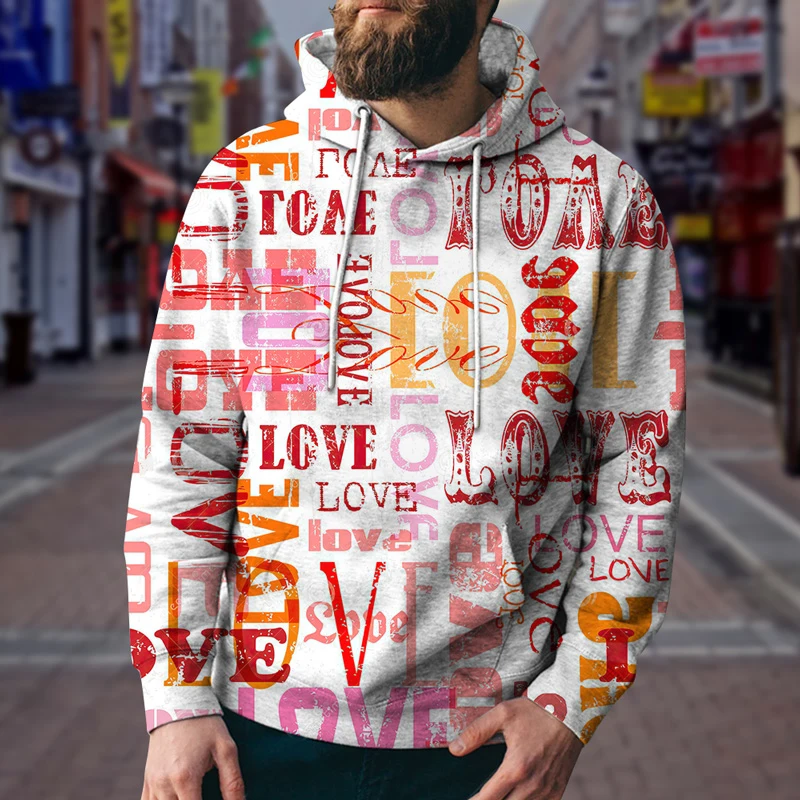 

Autumn And Winter Line New Men's Retro Harajuku Alphabet 3D Printing Hooded Sweatshirt Casual Unisex Fashion Sweater sportswear