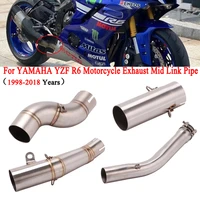 motorcycle exhaust escape modified middle link pipe connecting moto muffler slip on for yamaha yzf r6 yzf r6 1998 2018 years