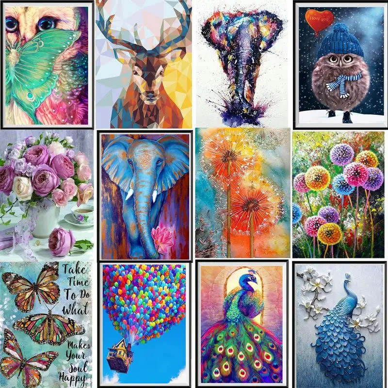 

5D Diamond Painting Kit Animal Mosaic DIY Bird Diamond Embroidery Butterfly Deer Rhinestone Home Decor Futuristic Birthday Gift