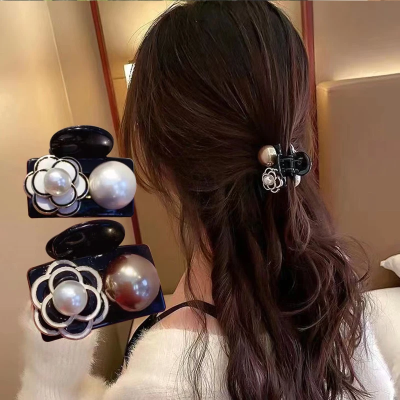 

Korean Fashion Women's Plastic Hairpin Pearl Flower Small Hair Claw Headdress Crab Hairpin Fashion Hair Accessories