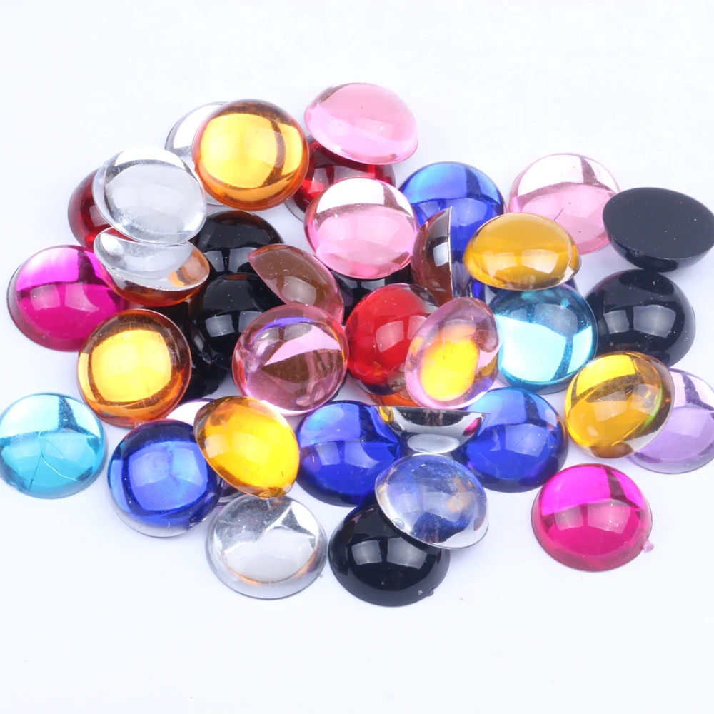

12mm 30pcs Half Round Beads Facets Many Colors Choose Flatback Glue On Nails Art Rhinestones DIY Decorations