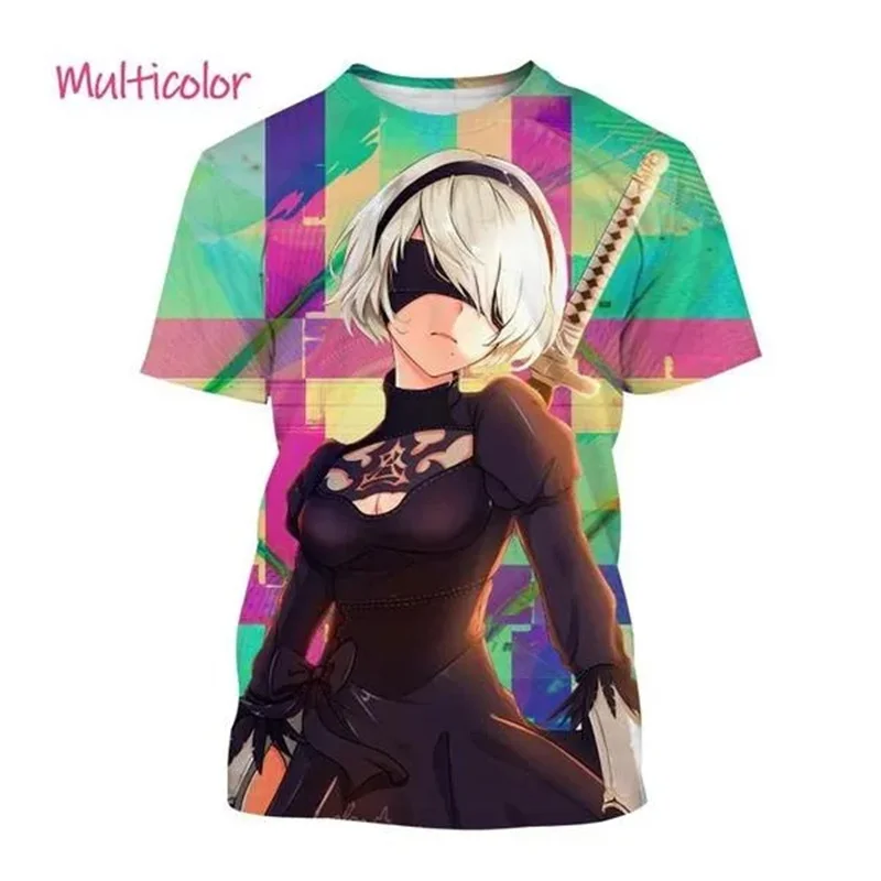 

NieR:Automata T Shirts Harajuku Men Y2k Tops 3D Game Printed T-shirt Womens Casual Clothing Streetwear Loose Round Collae Tees