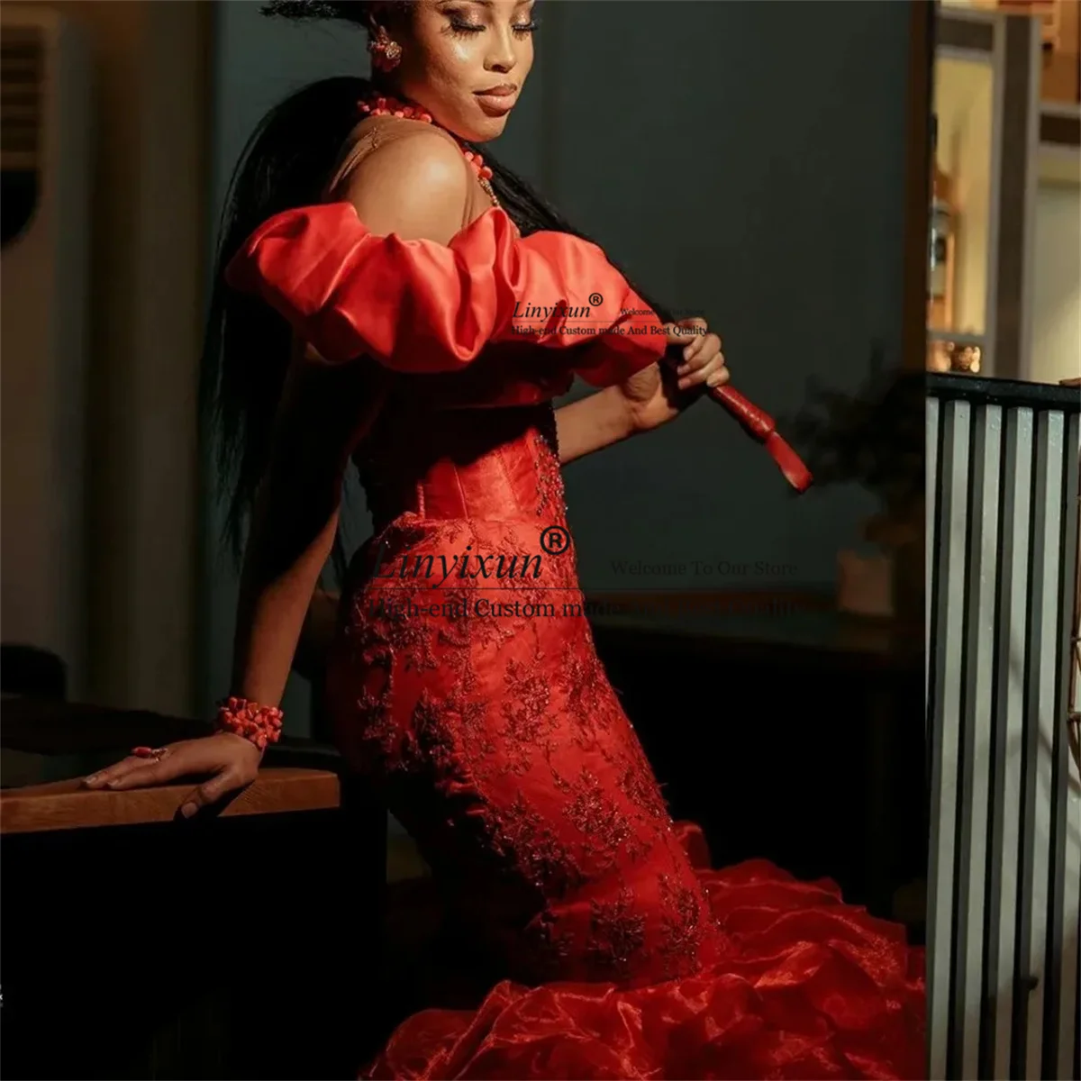 Оборки пышные платья русалки для выпускного вечера с прозрачной горловиной