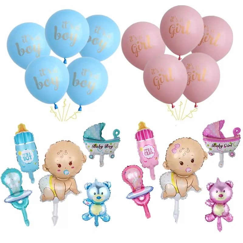 

15Pcs/set It is A Boy Girl Foil Latex Balloons Kid Baby Shower Favor Air Globe Toys Birthday Party Decoration Supplies