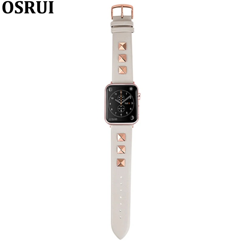 Strap for Apple watch band 45mm 41mm 42mm 38mm 44mm 40mm Iwatch 7 6 5 4 3 se Leather correa rivets wrist bracelet Accessories