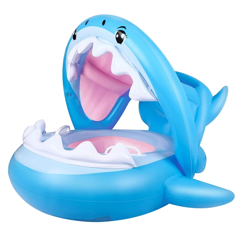 

Baby Swimming Pool Float Ring Toddler Floaties with Removable Inflatable Canopy Shark Infant for Kids Aged 6 36 Months