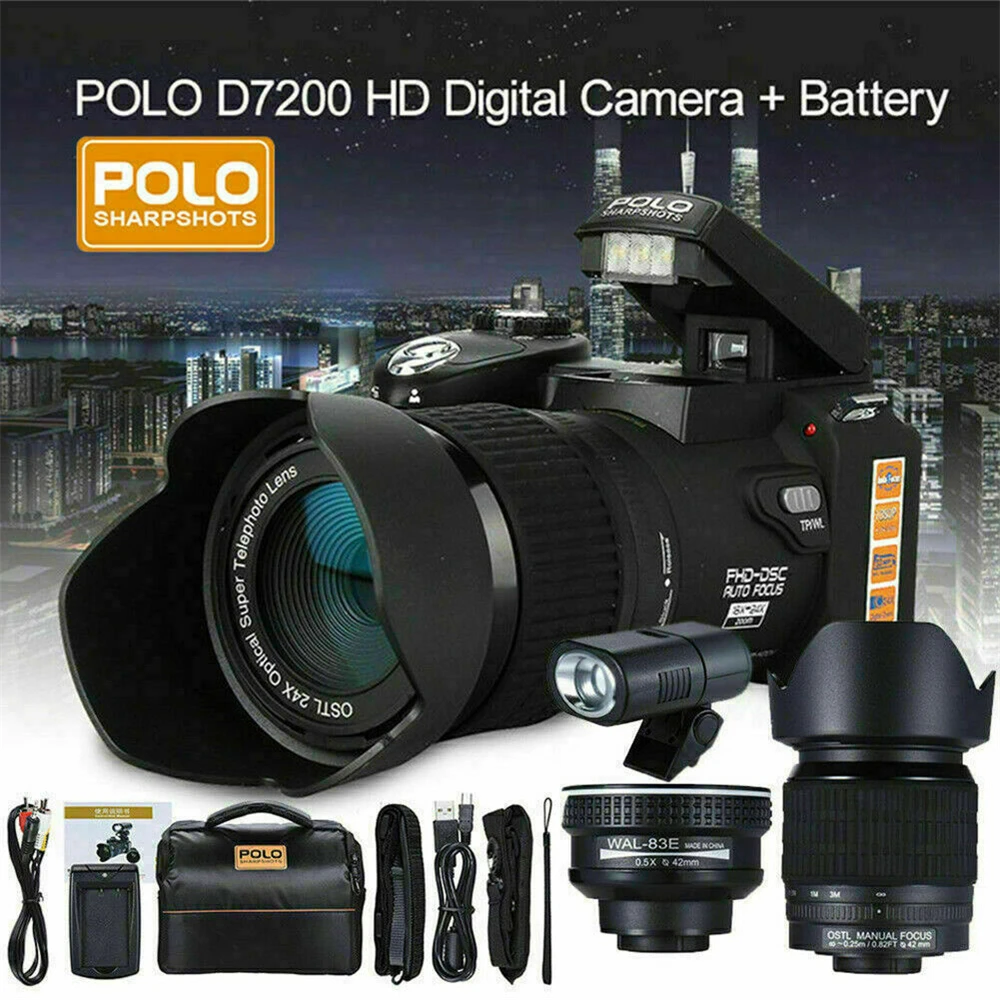 

24X Optical Zoom Professional Digital Cameras For Photography Auto Focus 33MP Photo SLR DSLR 1080P HD Video Camcorder 3 Lens Kit