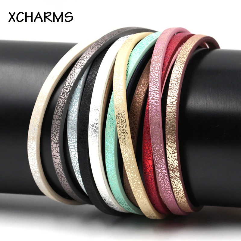 

5mm Flat PU Leather Cord & Rope Ground Fissure Pattern Diy Jewelry Findings Accessories Jewelry Making Materials For Bracelets