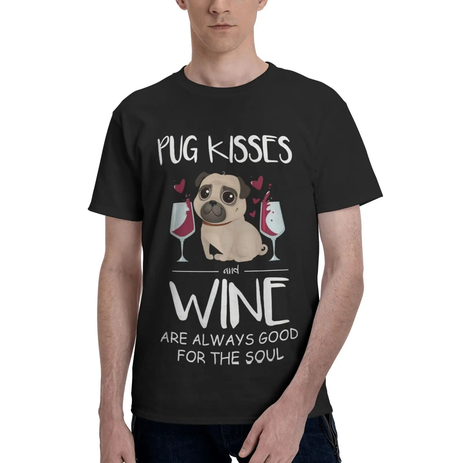 

Pug Kiss And Wine Is Always Oversized T-Shirt Tops Clothes Men Tshirts For Men T-Shirts For Women T-Shirts Anime Clothes Manga