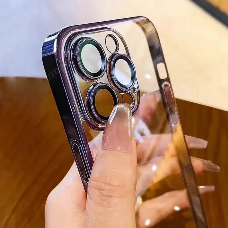 Роскошный мягкий чехол из ТПУ для телефона IPhone 11 12 13 14 15 16 Pro Max Plus прозрачный