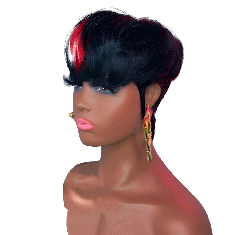 Короткий парик с стрижкой пикси полный машинный бразильские девственные волосы