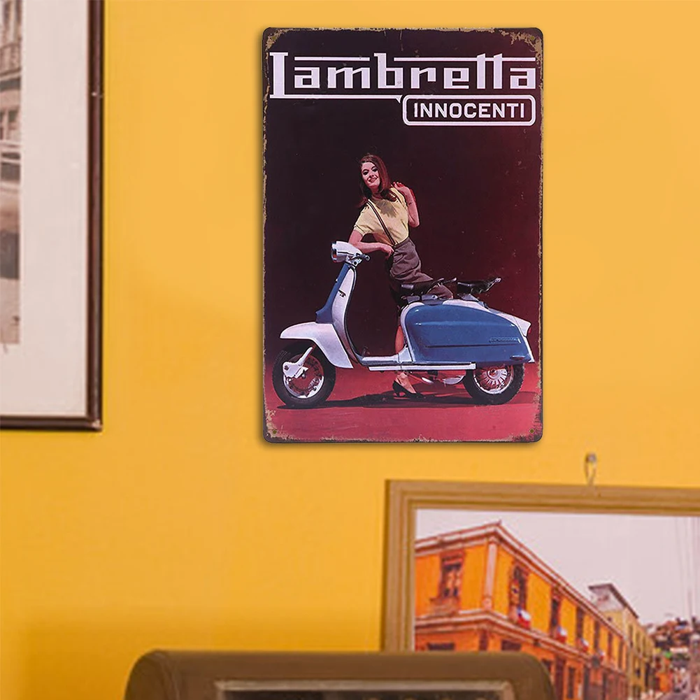 

Square Motorcycle Tin Sign Vintage Plaque Print Wall Art Picture for Living Room Home Decor Wall Decoration Frameless