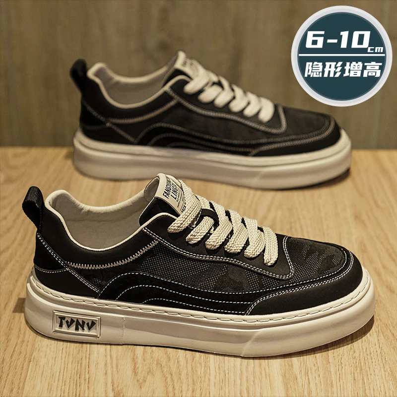 Elevator Invisible 0cm Sneakers Men's Autumn Cloth Breathable 2024 New Sports Casual All-matching Shoes Fashion