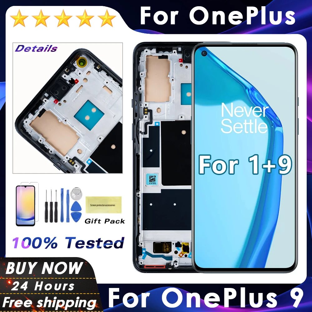 6 55 ''OLED для OnePlus 9 ЖК-дисплей с сенсорным экраном 1 + LE2113 LE2111 LE2110 LE2117 LE2115 Замена