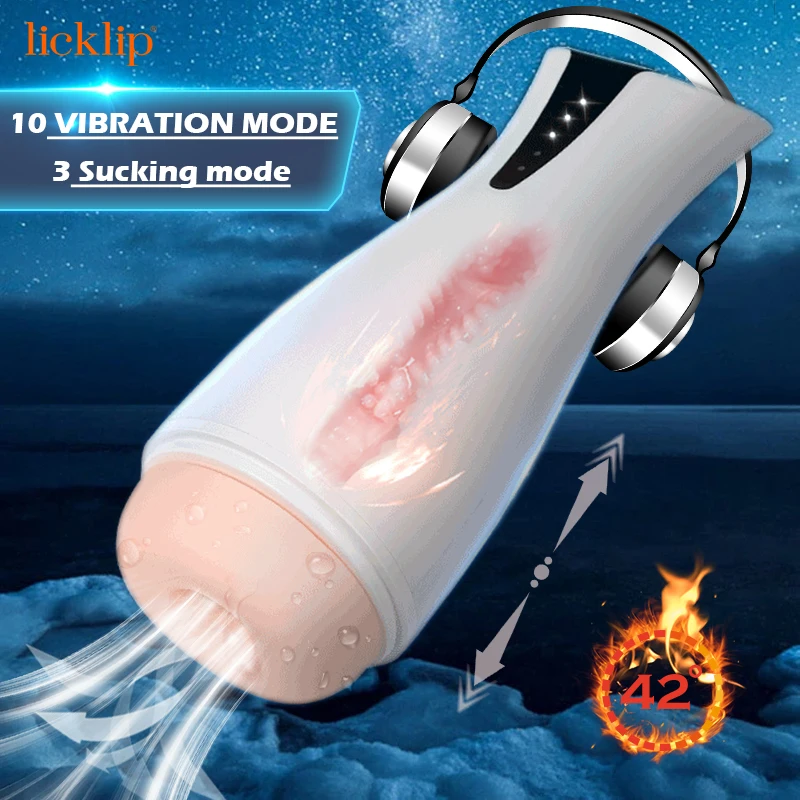 LICKLIP Automatic Blowjob Sucking Masturbation Cup Real Vagina Live Voice Recording Male Masturbator Oral Sex Toys For Men 18+