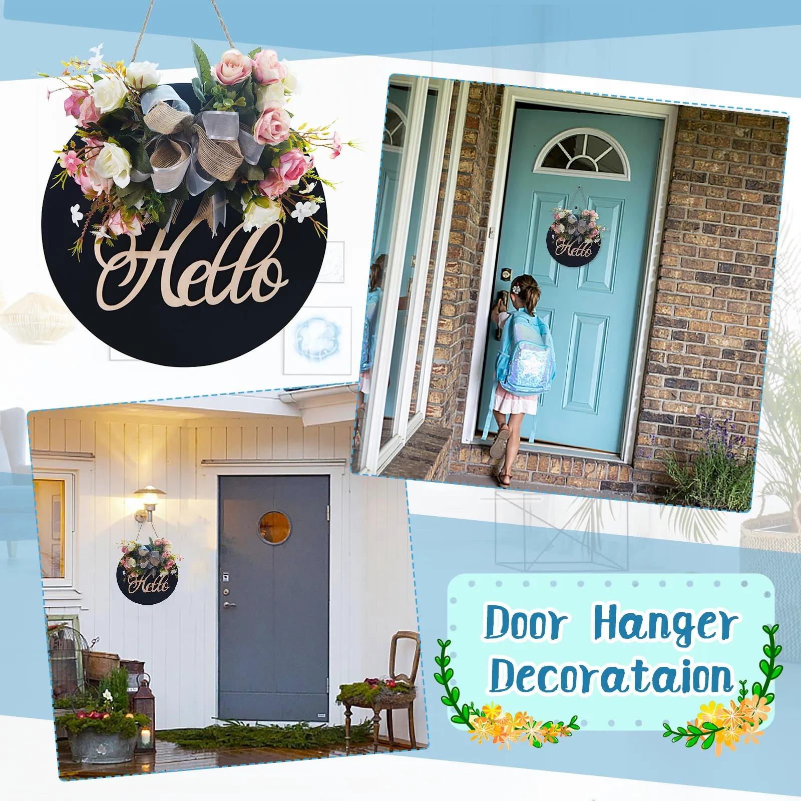 

Door Sign Pendant Round Sign Indoor Welcome Creative Listing Wooden Hanging Home Decor