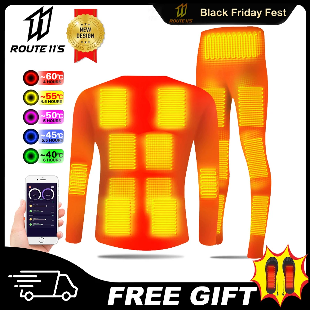 

Winter Heated Underwear Men Women USB Heating Jacket APP Control Temperature Fleece Thermal Keep Warm Clothes Motorcycle Jacket