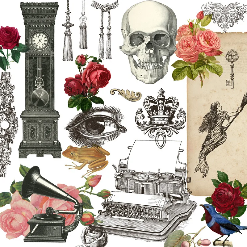 

Personality Skull Rose Old Frame Sticker DIY Craft Scrapbooking Album Journal Happy Planner Photo Decorative Stickers