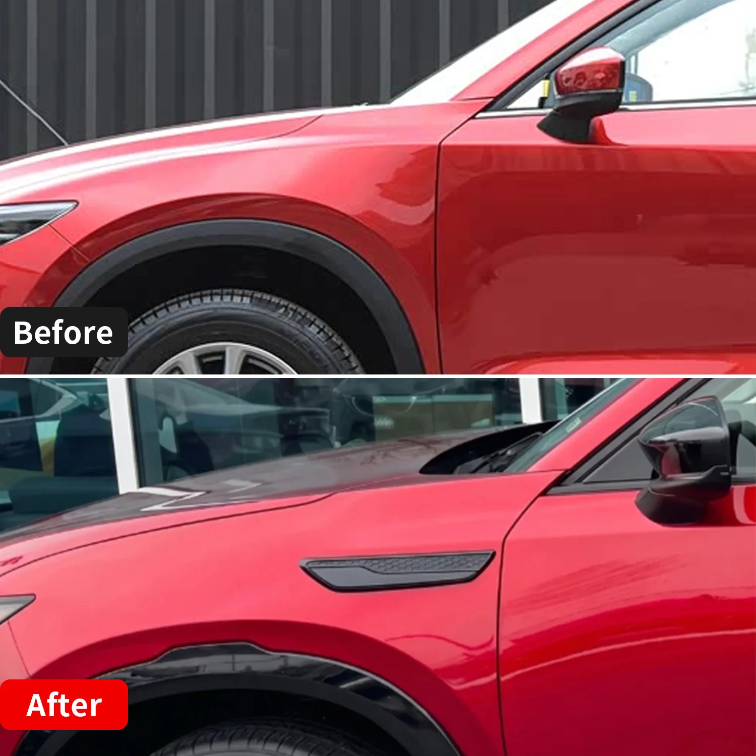 Фото Для Mazda CX-5 CX5 2026: Декоративные накладки из нержавеющей стали на боковые вентиляционные отверстия крыльев, накладки на колесные арки, боковые маркерные элементы, аксессуары для декора автомобиля №5