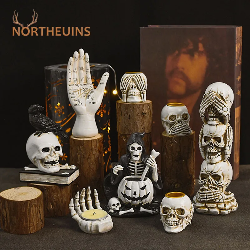 NORTHEUINS, Хэллоуин, призрак, фестиваль, искусственные фигурки для украшения интерьера, ужасный скелет, полимерные поделки