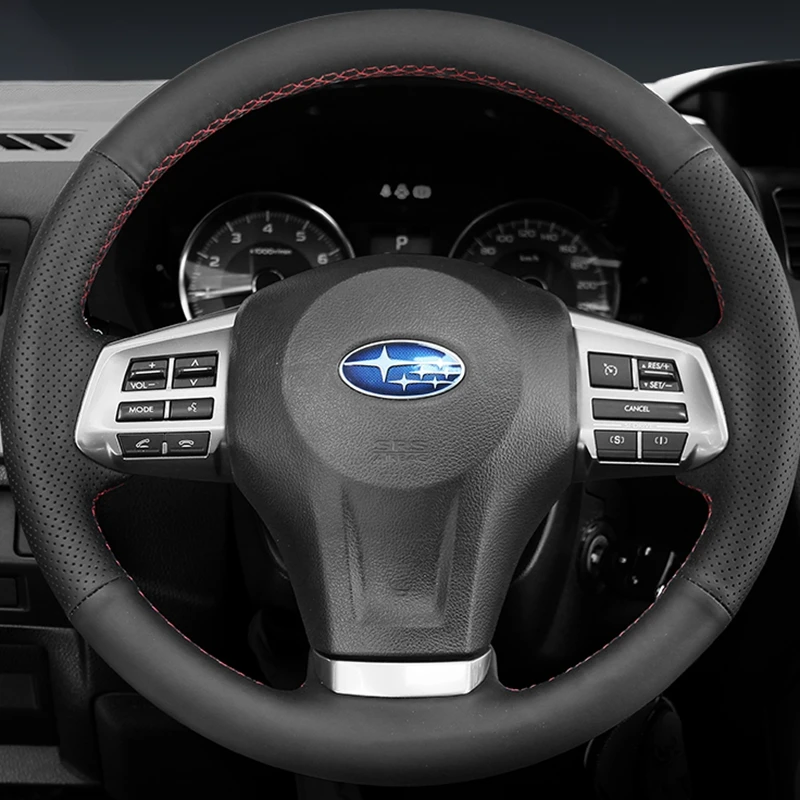 

Для Subaru Forester 2013-2016 Legacy 2013-2014 Outback 2013-2014 ручная работа черная натуральная кожа чехол рулевого колеса автомобиля