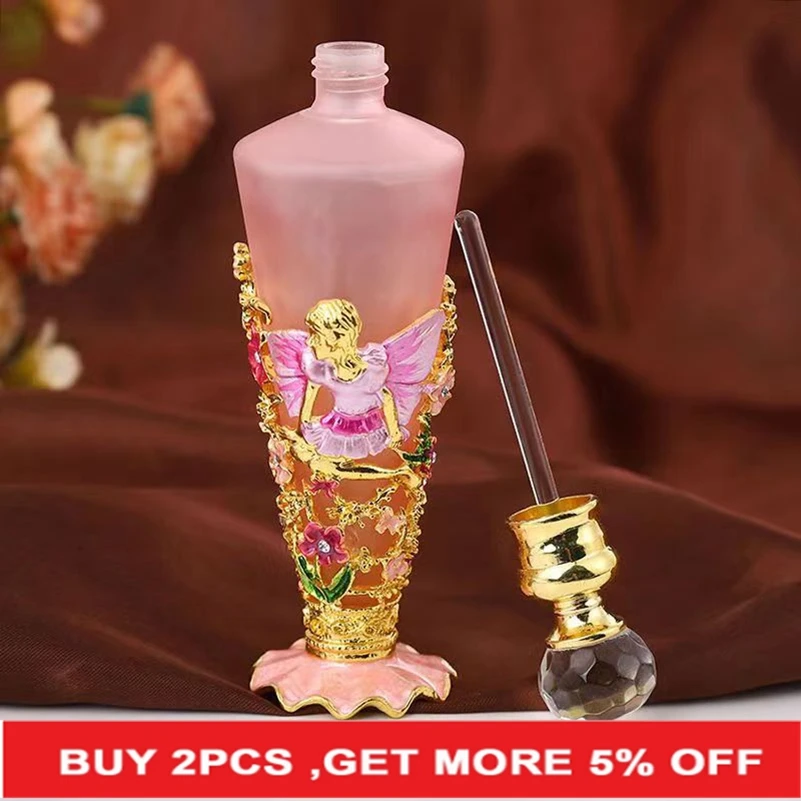 Ancient Arab Empty Perfume Bottle Antique Crystal Metal Bottle Dripper Home Decor Lady's Party Gift