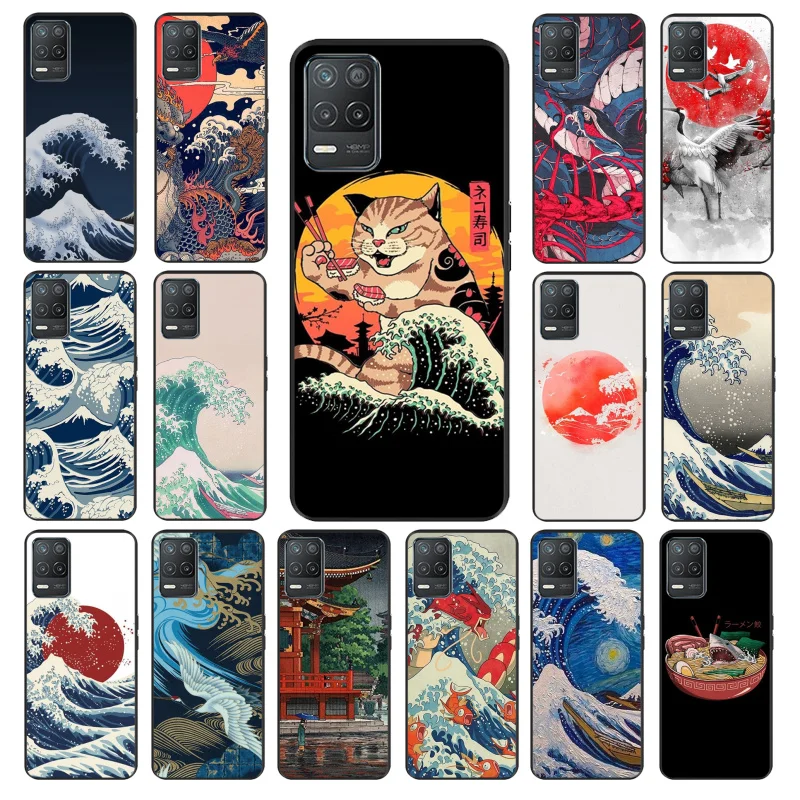 

Japanese Style Wave Art Case for OPPO Realme GT 2 Pro X2 Pro XT C25S 8 7 6 Pro 6i GT Master C3 C21 C21Y C11 X3 SuperZoom