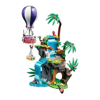 tiger hot air balloon jungle rescue model building blocks compatible lepining 41423 friends toys for kids gift 308pcs bricks diy