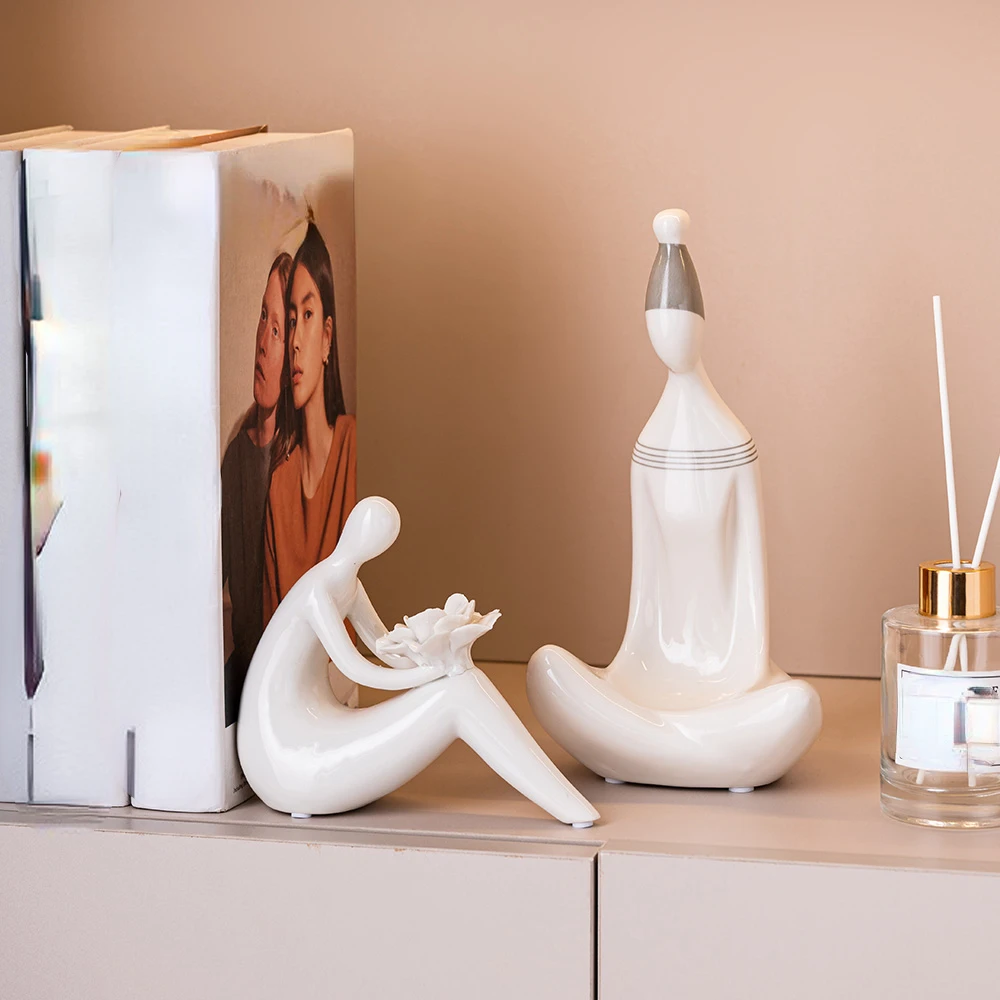 

Nordic Style Home Decor Abstract Creative Yoga Figures Modern Resin Sculpture Living Room Decoration Accessories Office Decor
