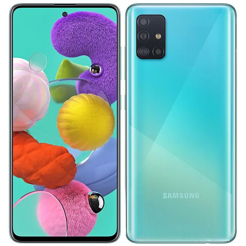 Samsung-teléfono inteligente Galaxy A51 A515F versión Global, Smartphone desbloqueado de 6,5 pulgadas, 4GB + 128GB ROM, Triple Cámara, 48MP, SIM Dual, Android