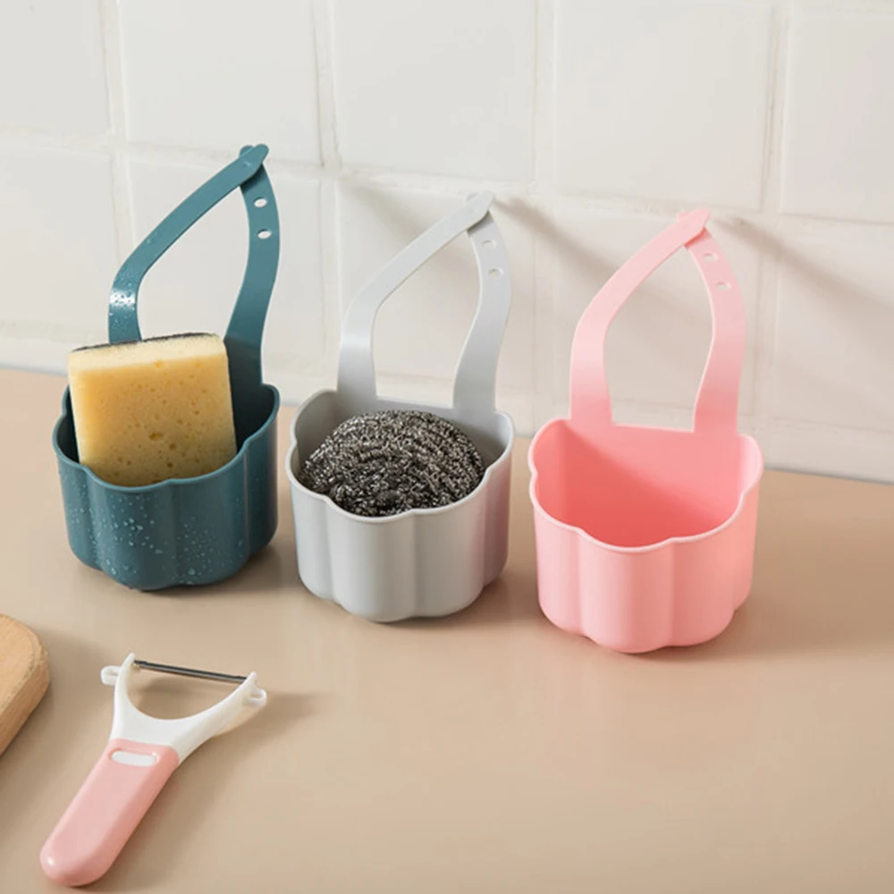 

Sink Corner Draining Pouch Water Tap Hanging Sponge Holder Adjustable Halter for Bathroom Kitchen Drains Swivel Mount Punch-Free