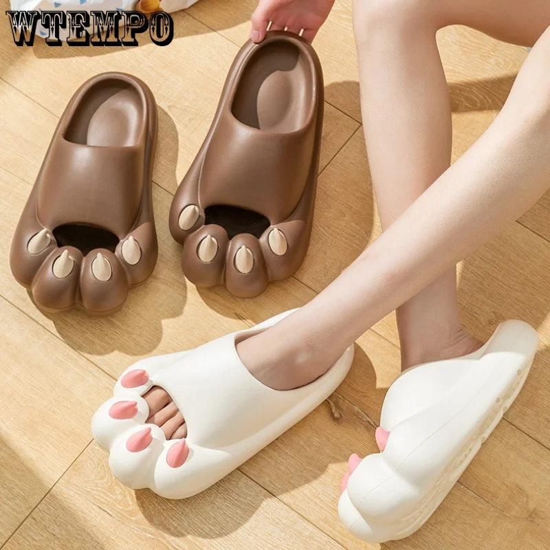 WTEMPO Summer Slipper Female Cute Cat Claw Thick Bottom Soft Indoor Home Sandals EVA Outdoor Beach Soft Slide Shoes Dropshipping