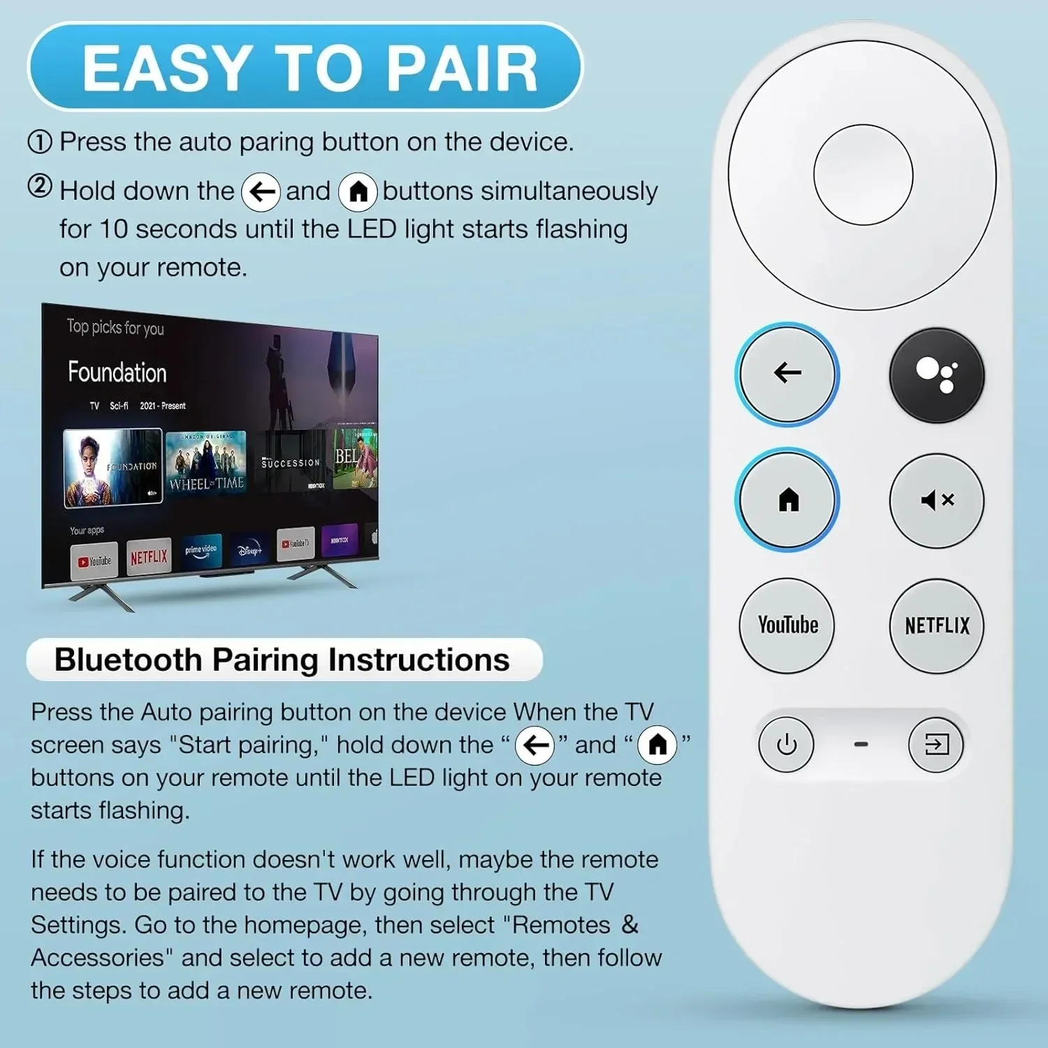 Фото Используется для Chromecast Google TV HD/4K G9N9N, пульт дистанционного управления, разъем DHMI, Bluetooth, голосовой пульт дистанционного управления, аксессуары для дома №4
