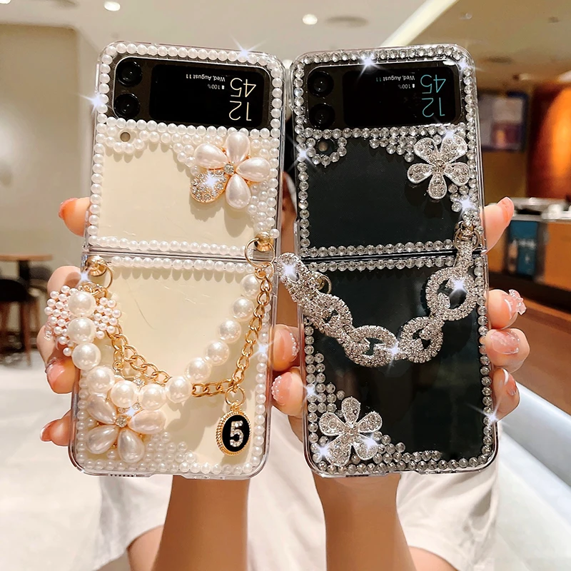 

Чехол для Samsung Galaxy Z Flip 4 Z Flip 3 Z Flip 2 Z Flip 1 DIY с инкрустацией стразами, высококачественный прозрачный чехол для телефона