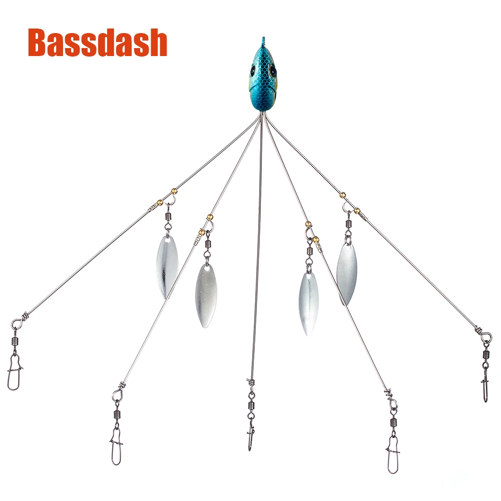 Bassdash – leurre de pêche en forme de parapluie  avec tête de plateforme  5 bras  pour l'été