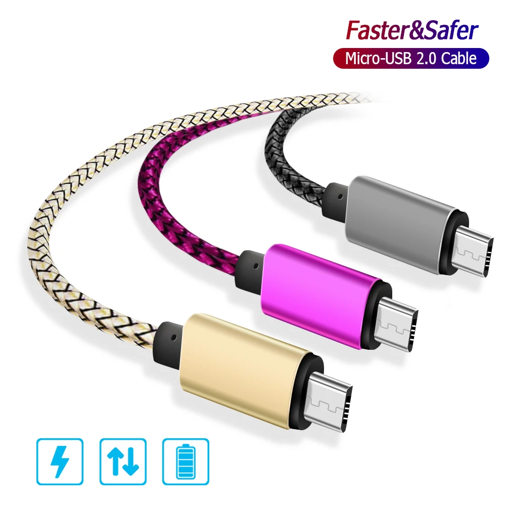 

Nylon Braided Ultra Strong Micro USB Android Charger Data Sync Cable 1m 2m 3m For Samsung Xiaomi LG Sync Transfer Data Cords