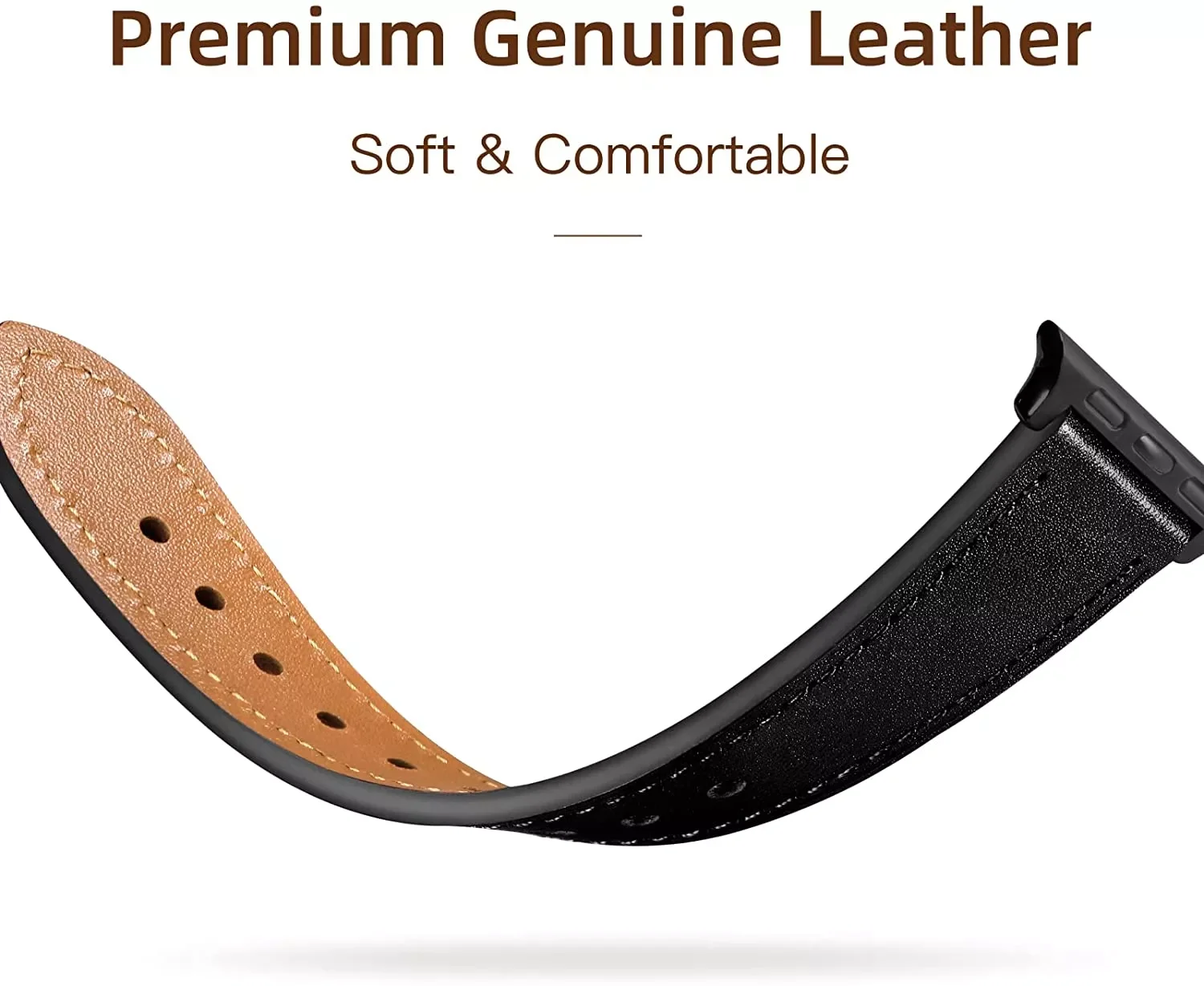 Compatible with Apple Watch Strap - Genuine Leather loop Straps Replacement Band for iWatch Strap Series 7/6/SE/5/4/3/2/1