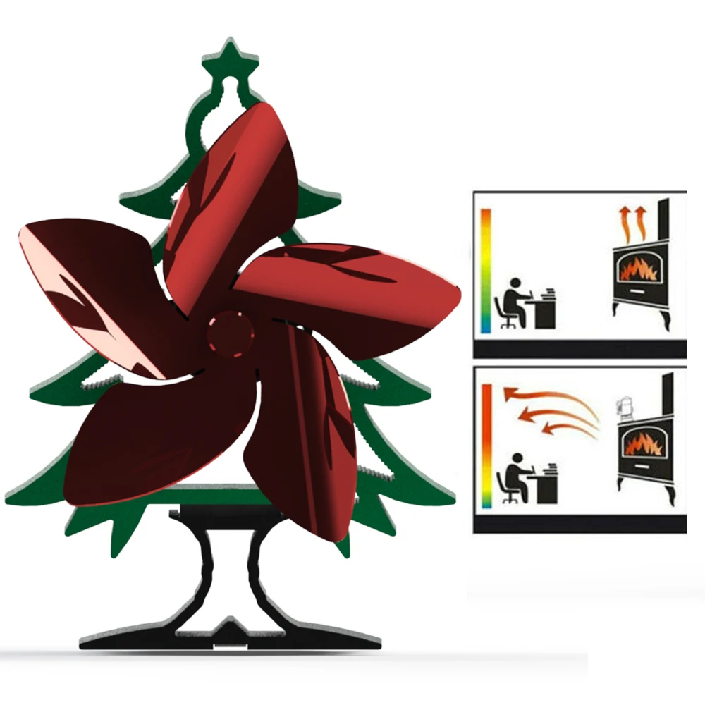 

5-blade Christmas Tree Fireplace Fan Household Fireplace Fan Ecological Fan Silent Portable Fan Efficient Heat Distribution