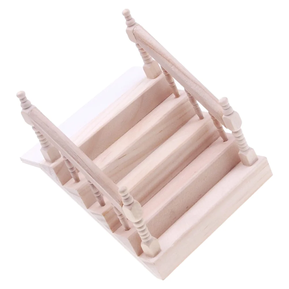 

House Stairs Ornament Tabletop Accessories Armrests Mini Accessory Handrail Simulated Furniture Models Wood