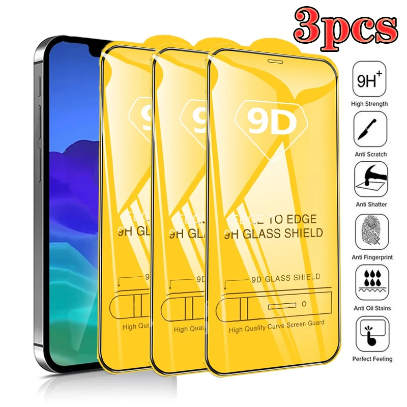 

3PCS 9D Full Tempered Glass For Vivo V20 SE Screen Protector V21E V17 NEO S1 Pro Y20 Y17 Y15 Y12 Y11 Y19 Y85 Y91 Protective Film