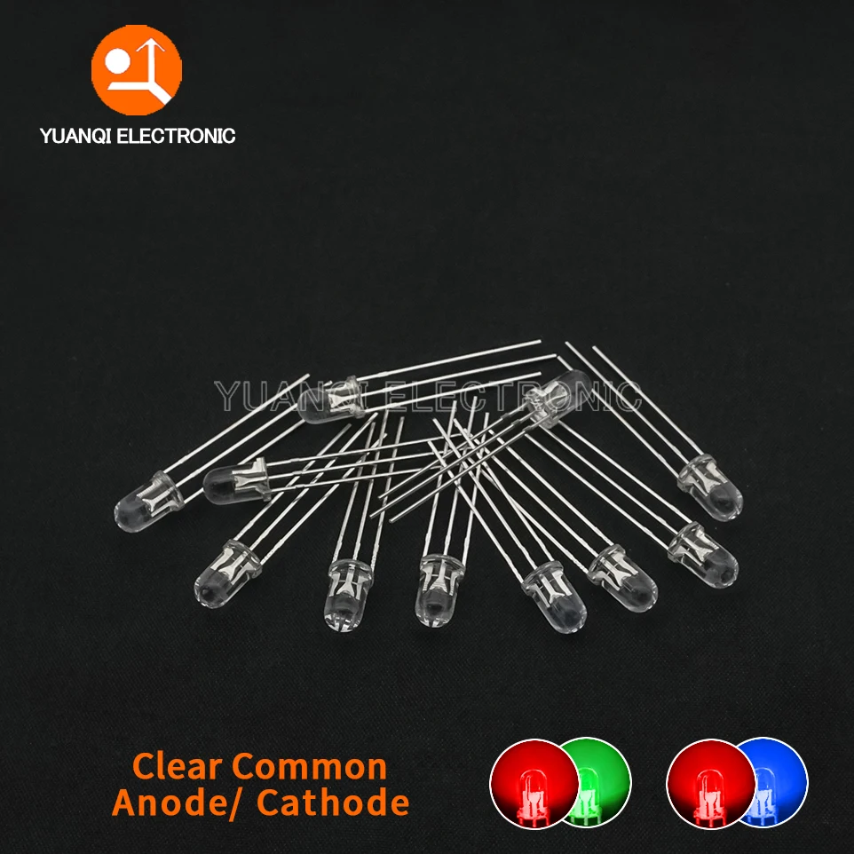 50pcs F5 5MM Round Clear / Fog Two Color Common Anode / Cathode LED Red & Green Red & Blue Bi-Color 3 Pins Light Emitting Diode