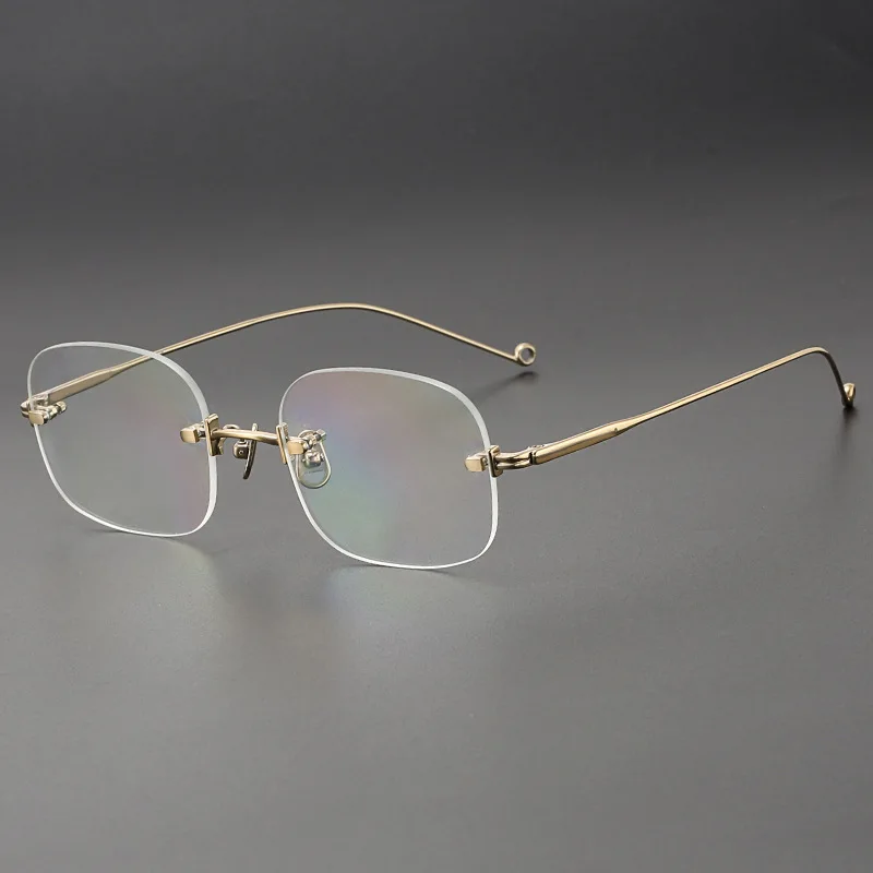 Zerosun Titanium Reading Glasses Male Women Gold Rose Eyeglasses Frame Men Spectacles Nerd Frameless Anti Blue Light +100 150