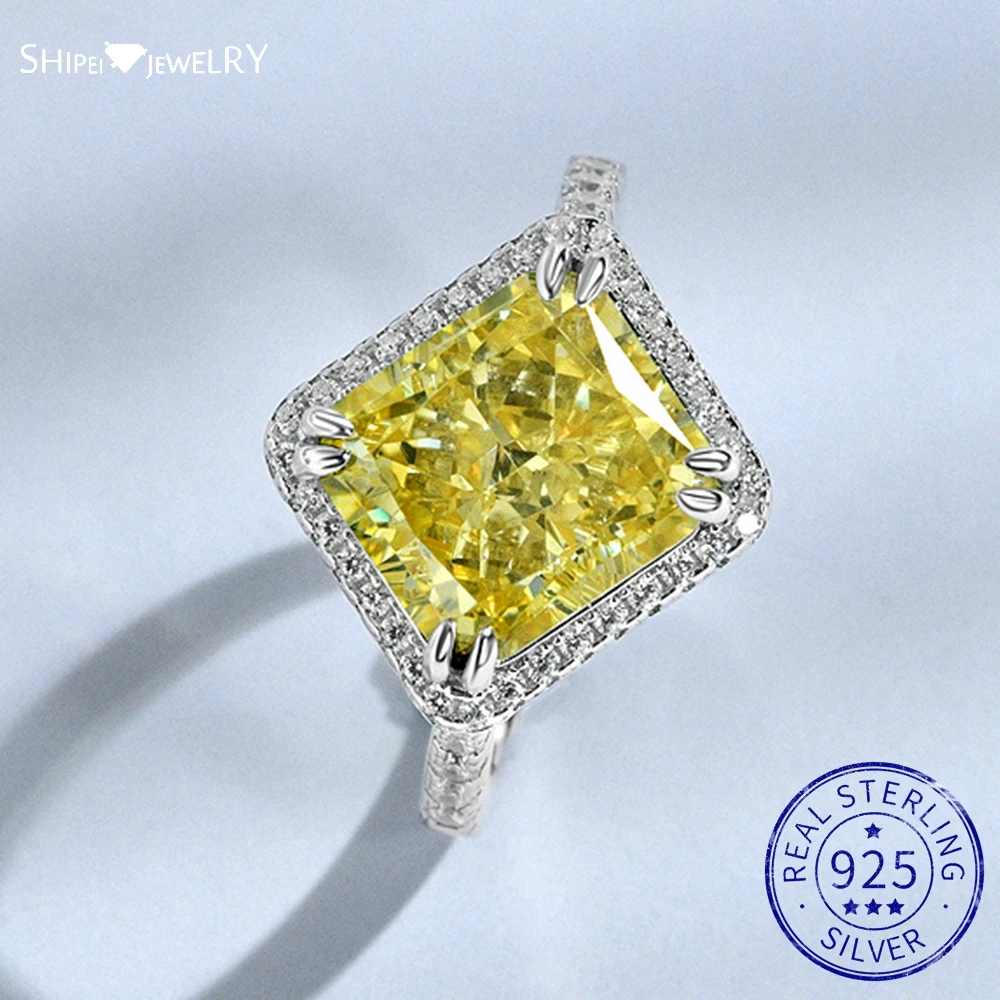 

Shipei 925 Sterling Silver Crushed Ice Cut Created Moissanite Citrine Pink Sapphire Gemstone Engagement Rings Fine Jewelry Gifts