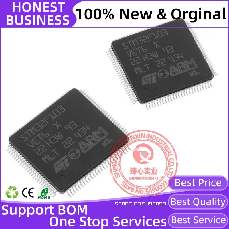 Оригинальные микроконтроллеры STM32F103VET6 22 + LQFP-100 ARM-MCU 32BIT Cortex M3 512B Flash 100pin