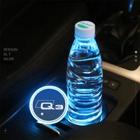 2pcs luminous cup coaster holder 7 colorful usb led atmosphere light for audi q3 f3b 8ub 8ug car accessories