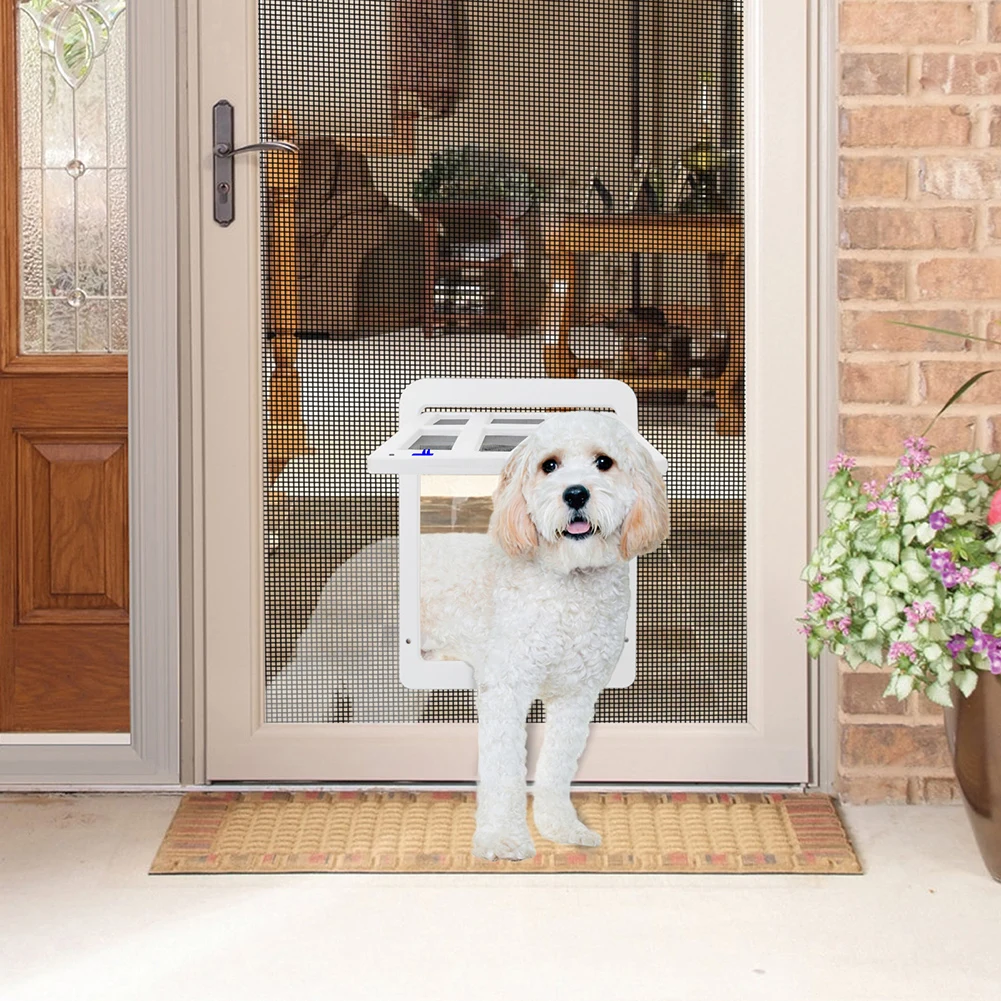 

Pet Dog Screen Door with Magnetic Flap Security Lock for Sliding Door Windows for Household Cute Pet Enterance